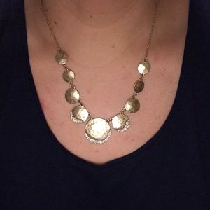 Gold Necklace with silver rhinestones